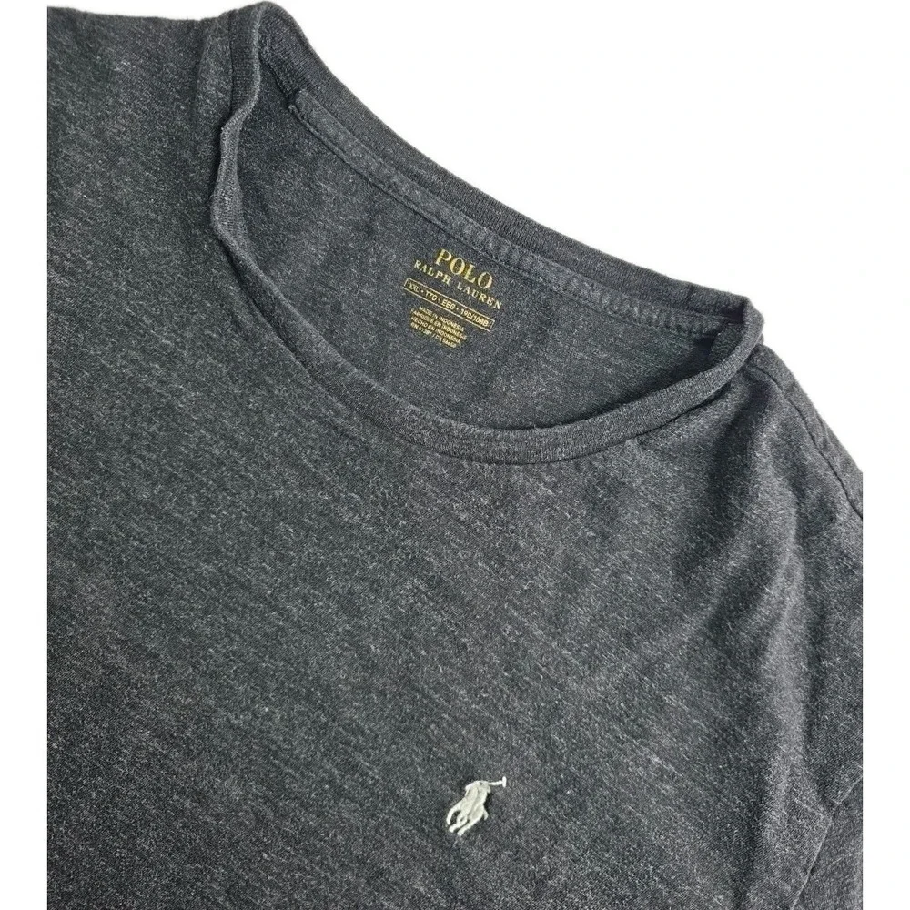 Polo Ralph Lauren Long Sleeve T Shirt Mens Size 2XL Heathered BLACK WHITE Pony